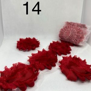 Rose Red shabby flowers headband diy new lot